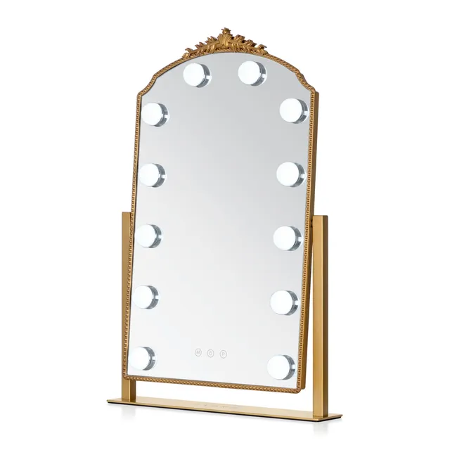 zadro-espejo-de-tocador-iluminado-led-hollywood-con-decoraci-n-dorada-y-t-ctil-d image 1