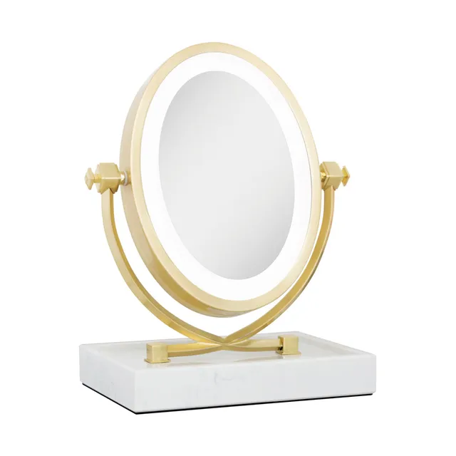zadro-brooklyn-espejo-de-maquillaje-led-iluminado-5x-1x-con-bandeja-de-m-rmol-y- image 1