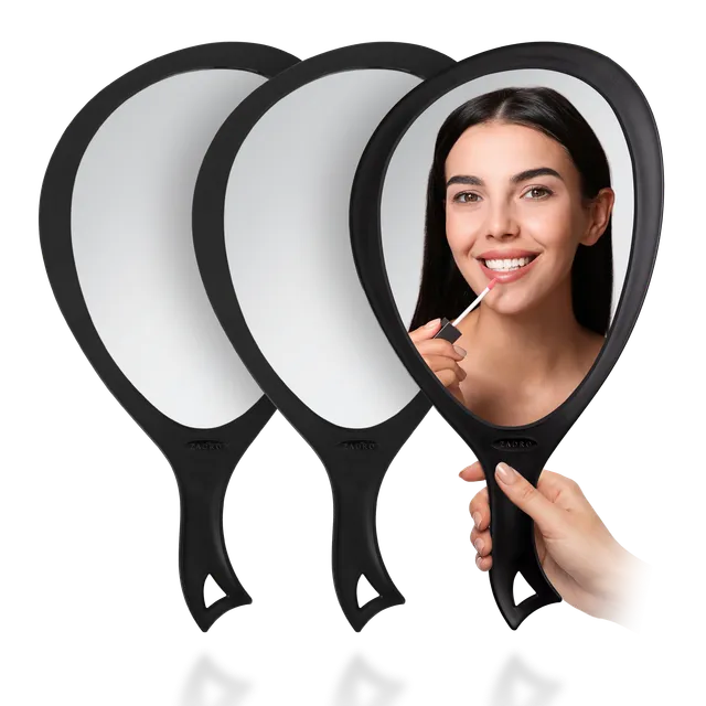 zadro-large-oval-hand-mirror-espejo-de-mano-oval-grande-tipo-gota-con-asa-curva- image 1