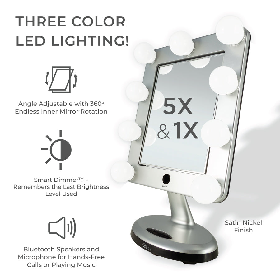 zadro-melrose-espejo-de-maquillaje-iluminado-con-aumento-y-altavoz-bluetooth image 2