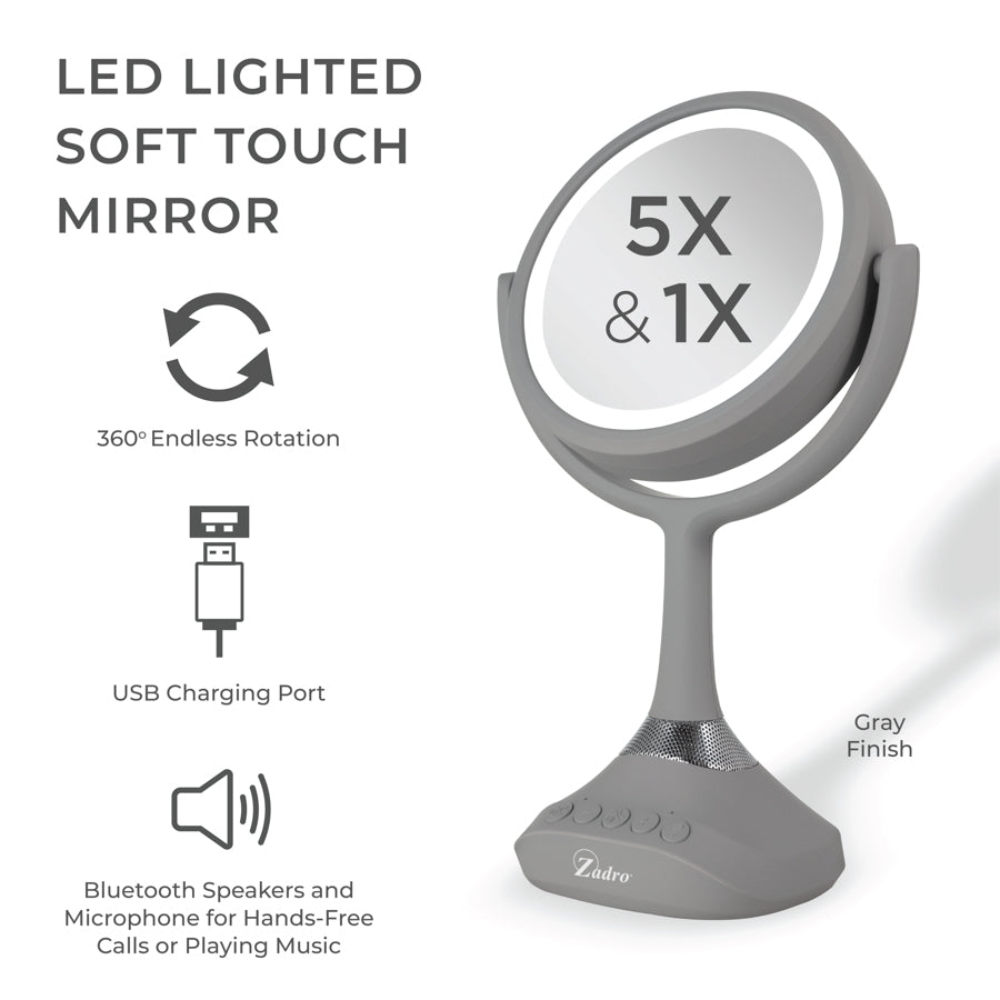 zadro-espejo-de-maquillaje-iluminado-con-aumento-1x-5x-bluetooth-y-usb-doble-car image 2