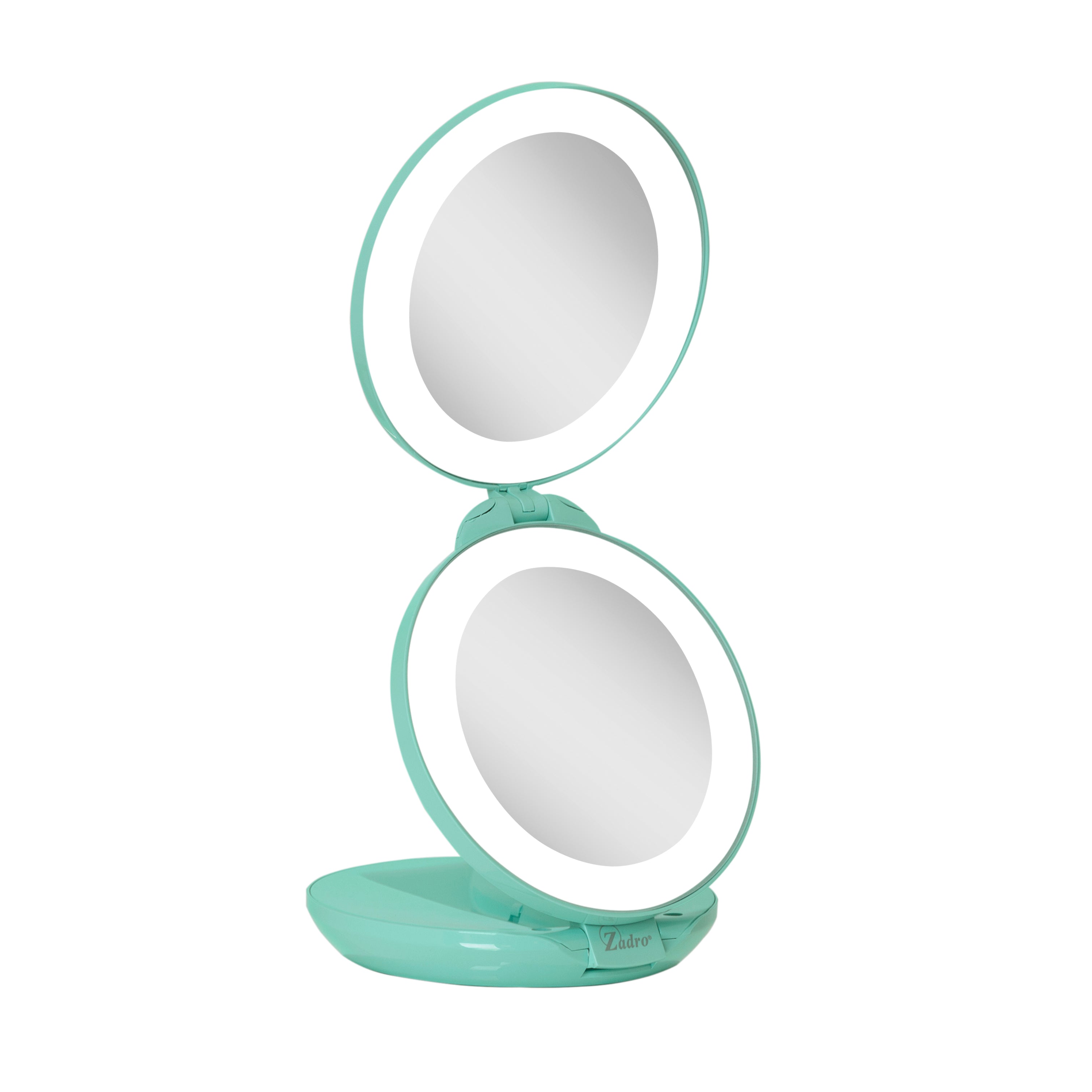 zadro-espejo-de-viaje-plegable-iluminado-led-con-aumento-10x-1x image 1