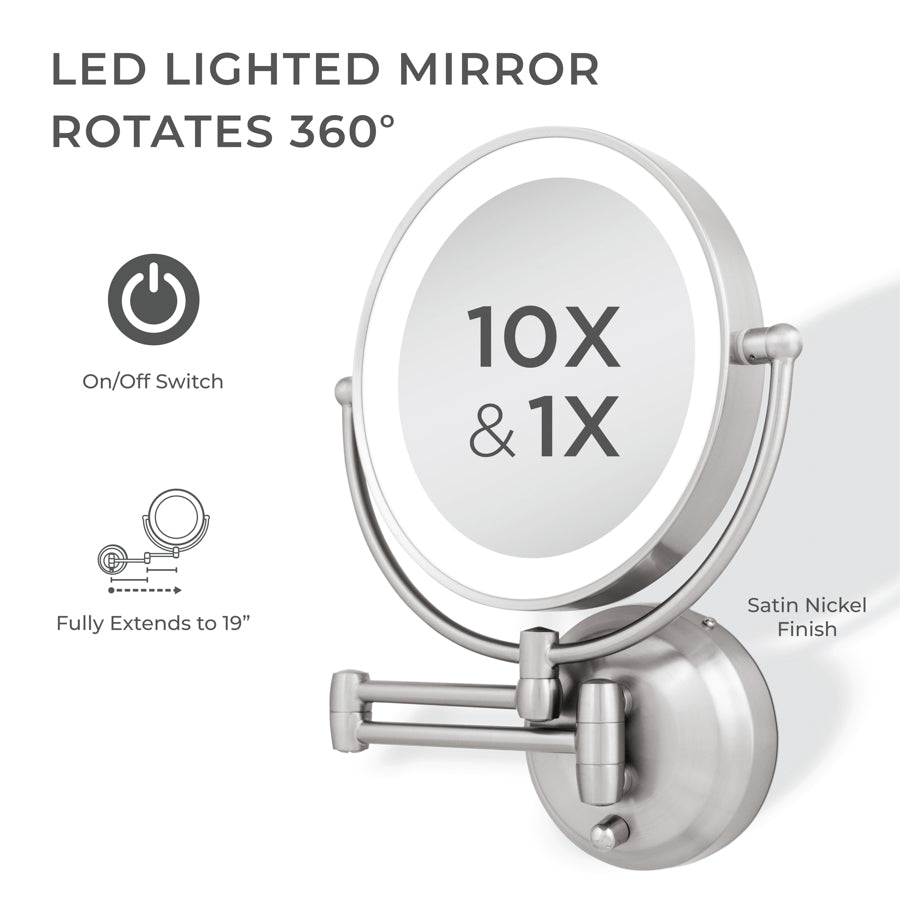 zadro-espejo-de-maquillaje-iluminado-de-pared-con-aumento-y-brazo-extensible-led image 2