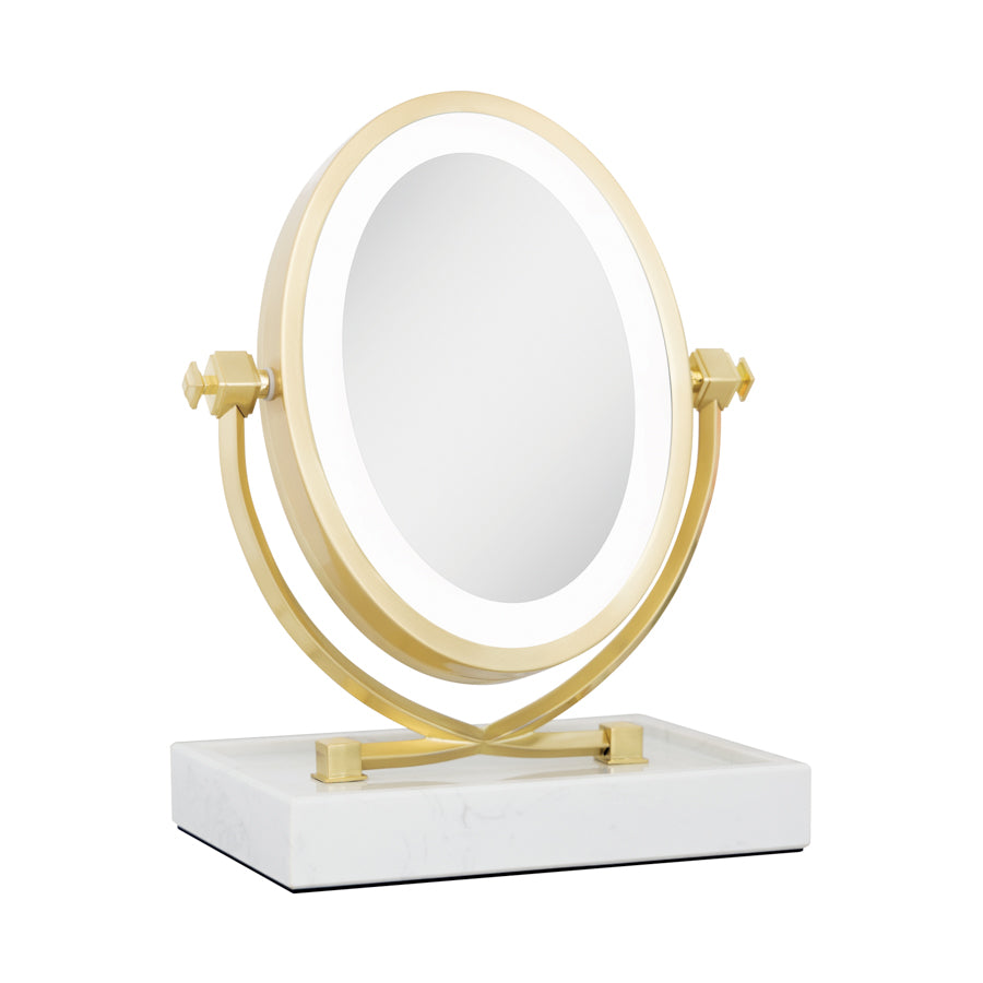 zadro-brooklyn-espejo-de-maquillaje-led-iluminado-5x-1x-con-bandeja-de-m-rmol-y- image 1
