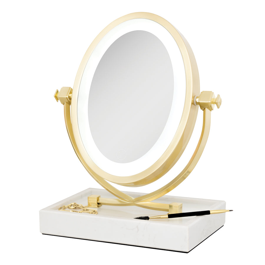 zadro-brooklyn-espejo-de-maquillaje-led-iluminado-5x-1x-con-bandeja-de-m-rmol-y- image 5