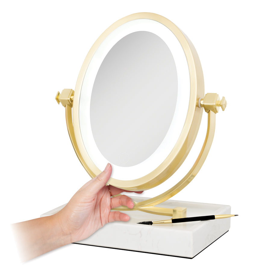 zadro-brooklyn-espejo-de-maquillaje-led-iluminado-5x-1x-con-bandeja-de-m-rmol-y- image 6