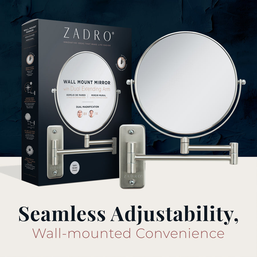 zadro-espejo-de-maquillaje-de-pared-con-magnificaci-n-doble-cara-5x-1x-y-brazo-a image 6