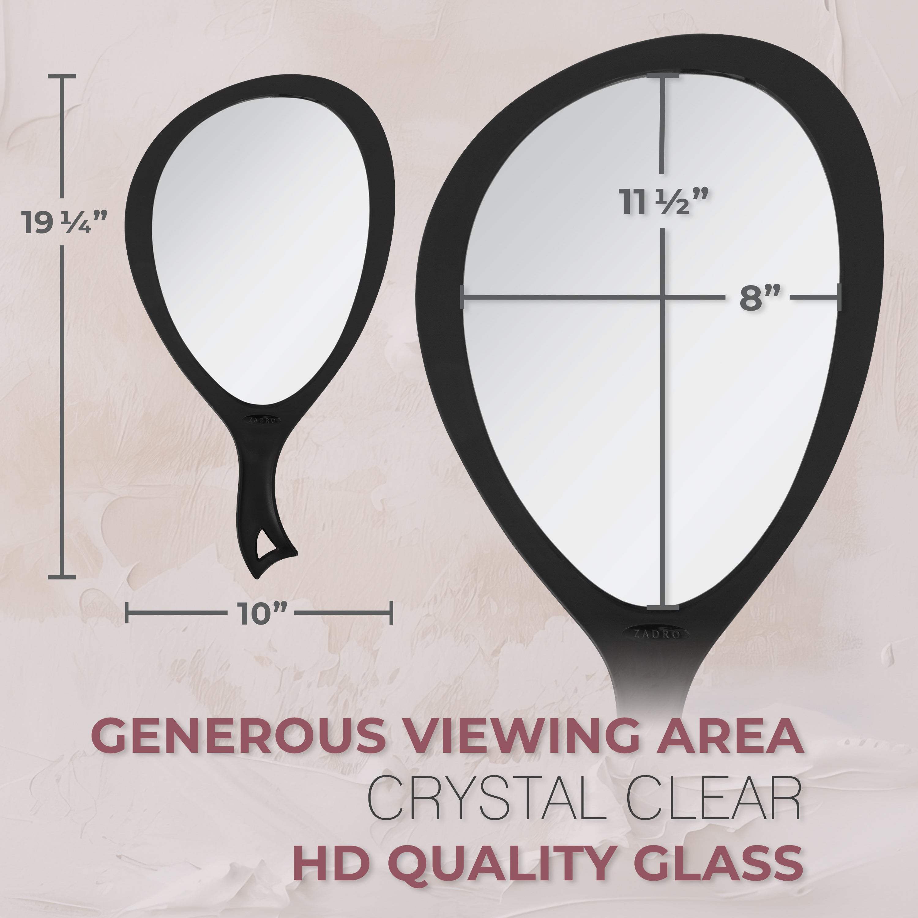 zadro-large-oval-hand-mirror-espejo-de-mano-oval-grande-tipo-gota-con-asa-curva- image 2