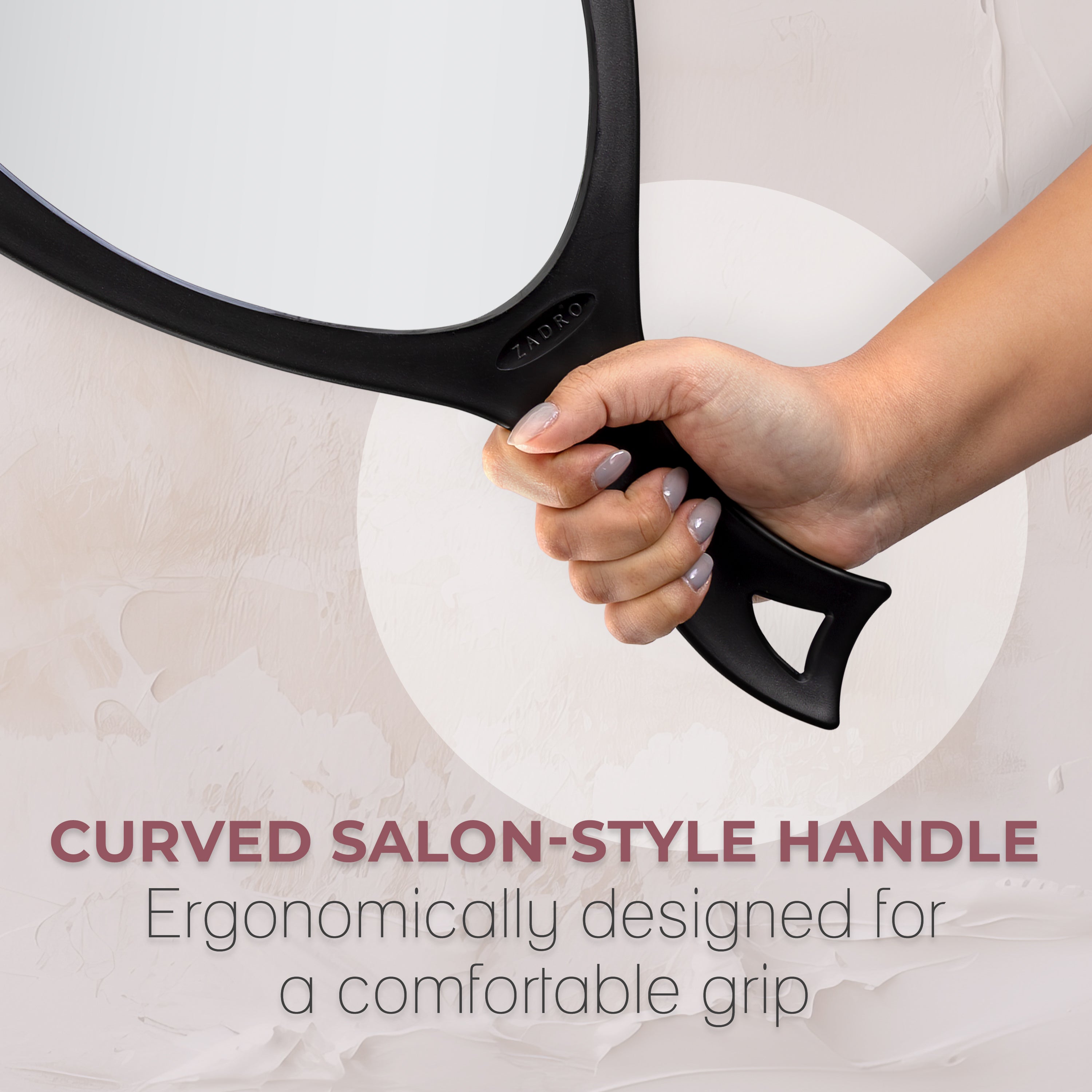 zadro-large-oval-hand-mirror-espejo-de-mano-oval-grande-tipo-gota-con-asa-curva- image 3