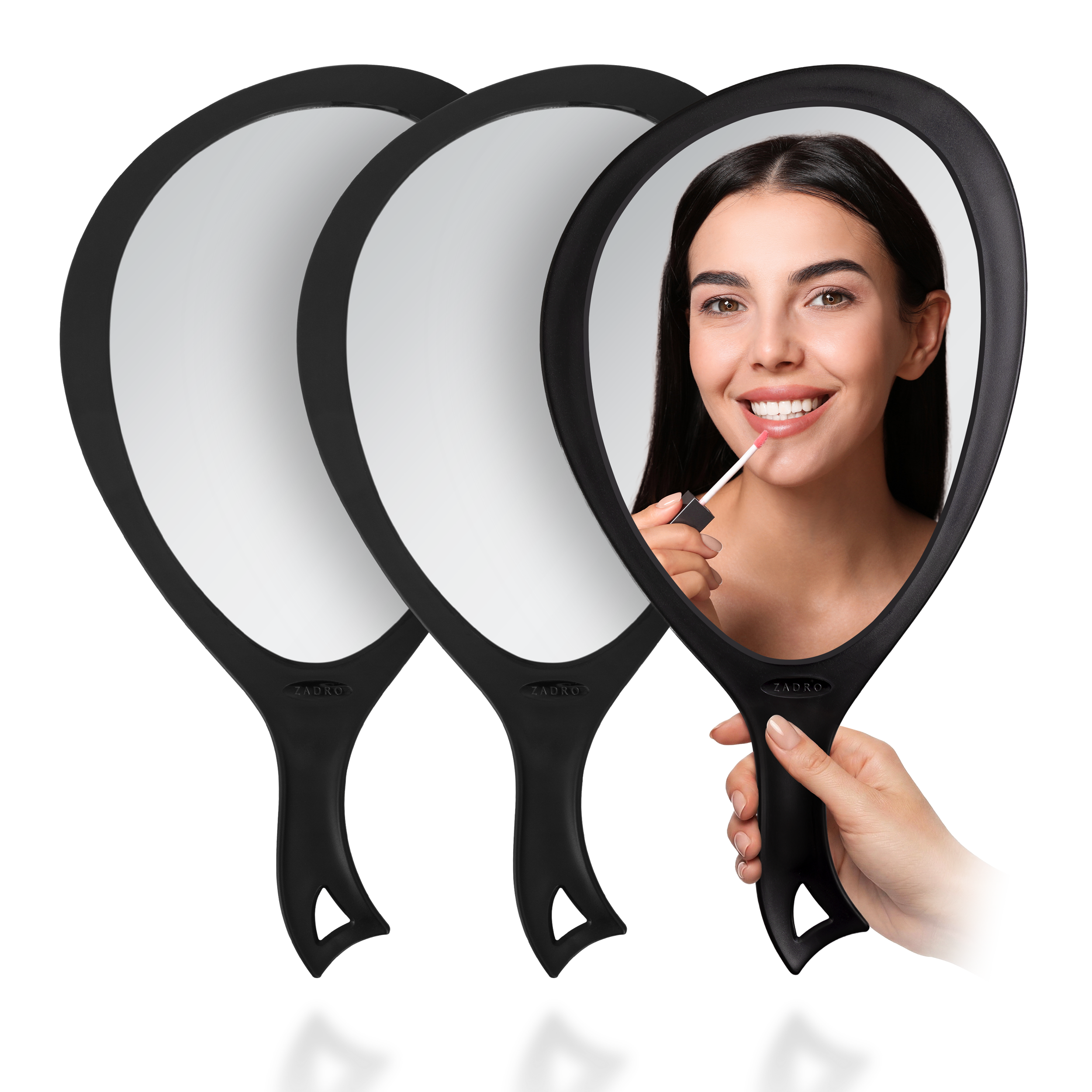 zadro-large-oval-hand-mirror-espejo-de-mano-oval-grande-tipo-gota-con-asa-curva- image 1